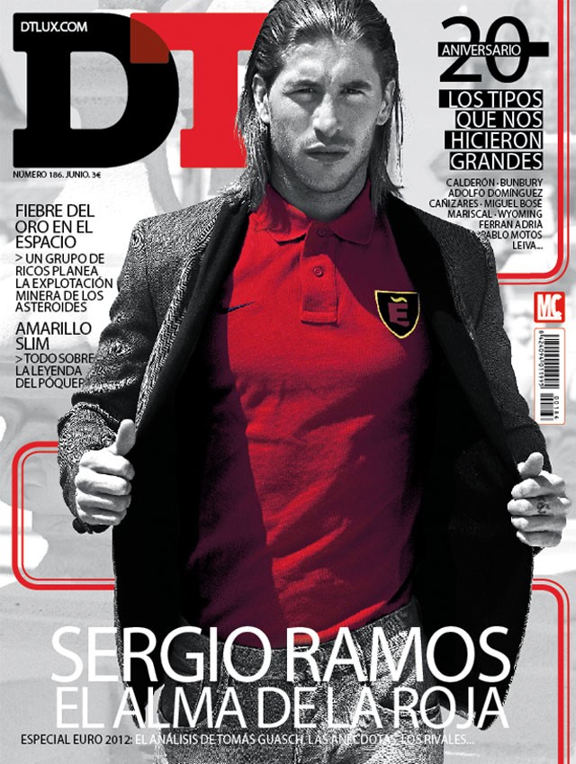 Sergio Ramos đã gây chú ý khi xuất hiện trên trang bìa của tạp chí DT vào đúng thời điểm sắp diễn ra EURO 2012